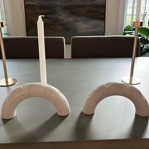White marble candle stick holder